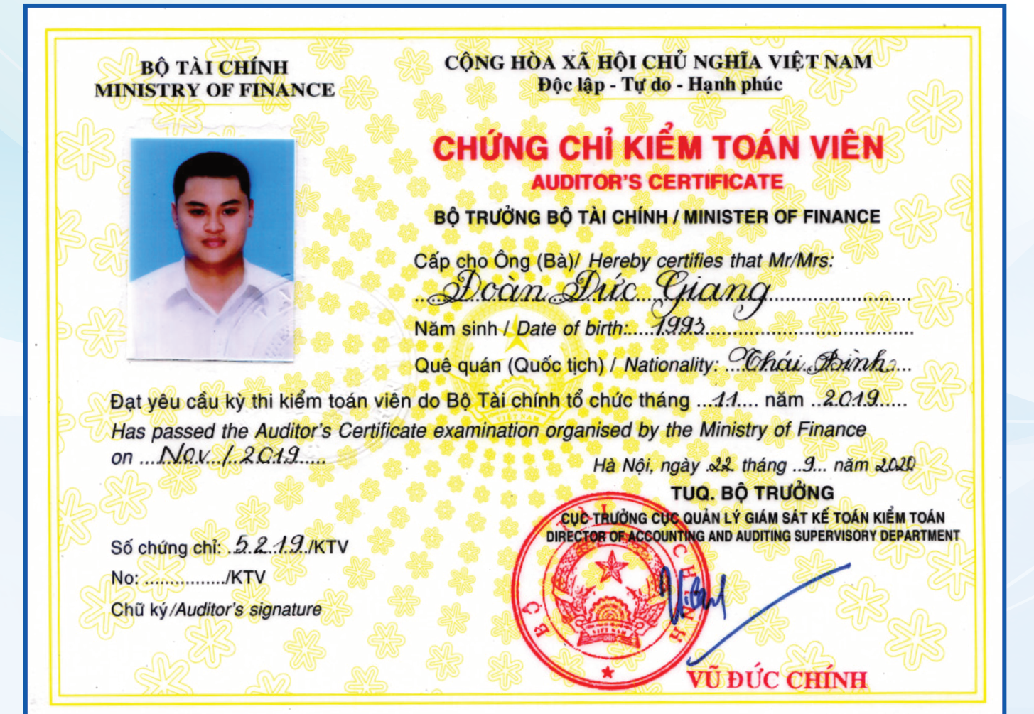 Chứng chỉ kiểm toán viên số 01