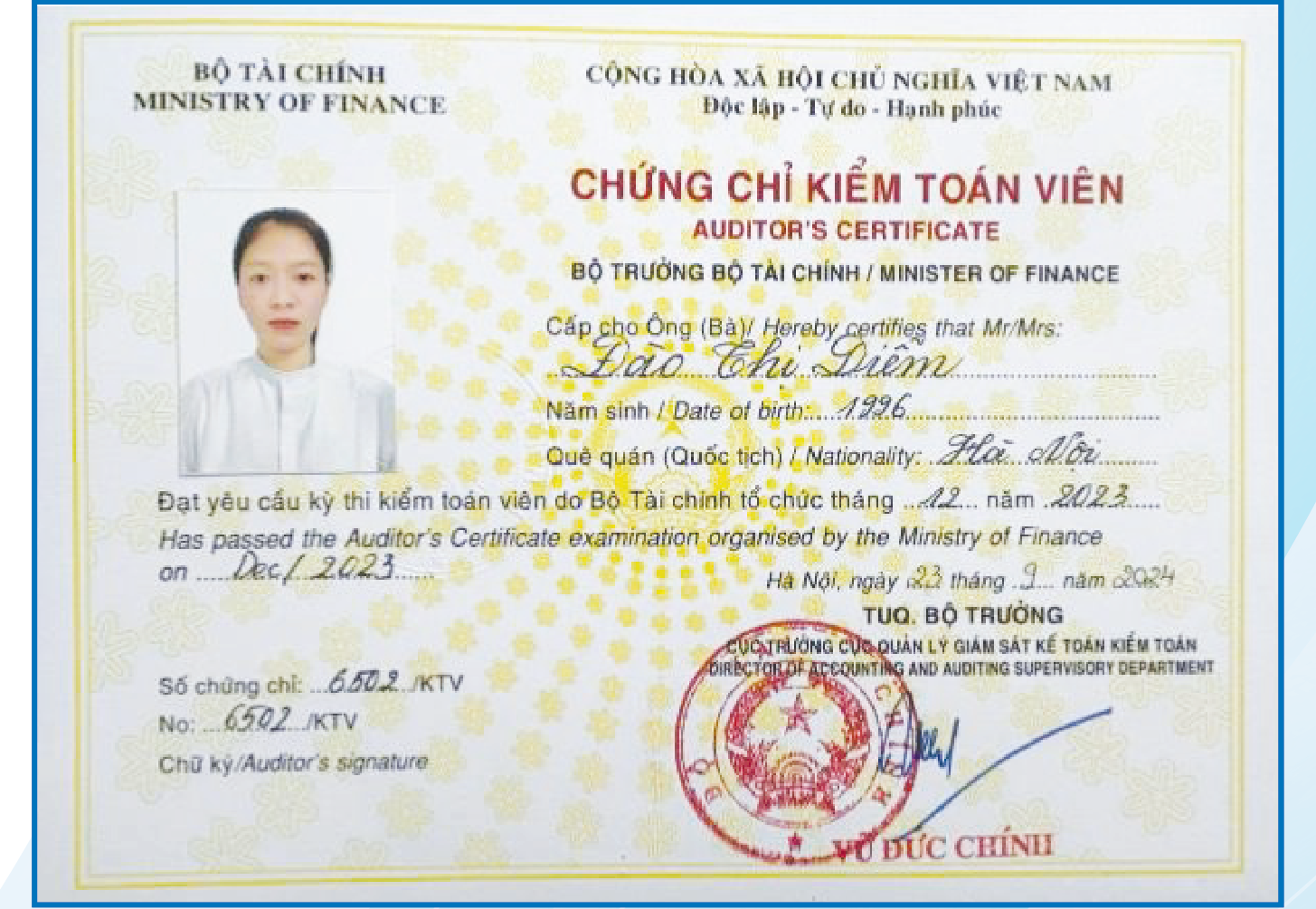Chứng chỉ kiểm toán viên số 02