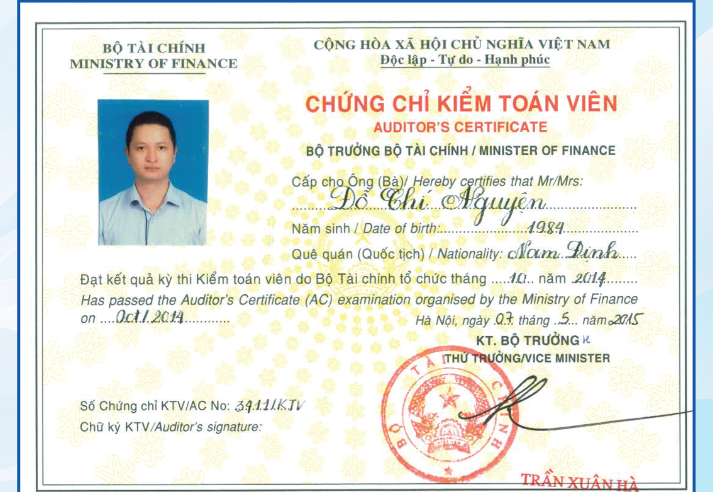 Chứng chỉ kiểm toán viên số 03