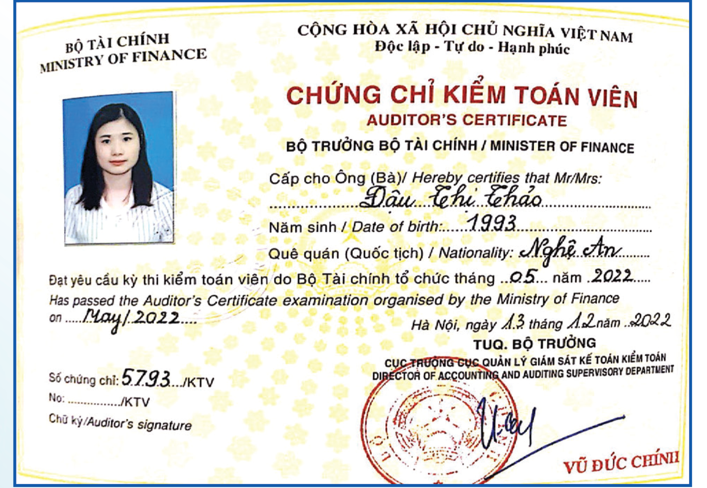 Chứng chỉ kiểm toán viên số 04