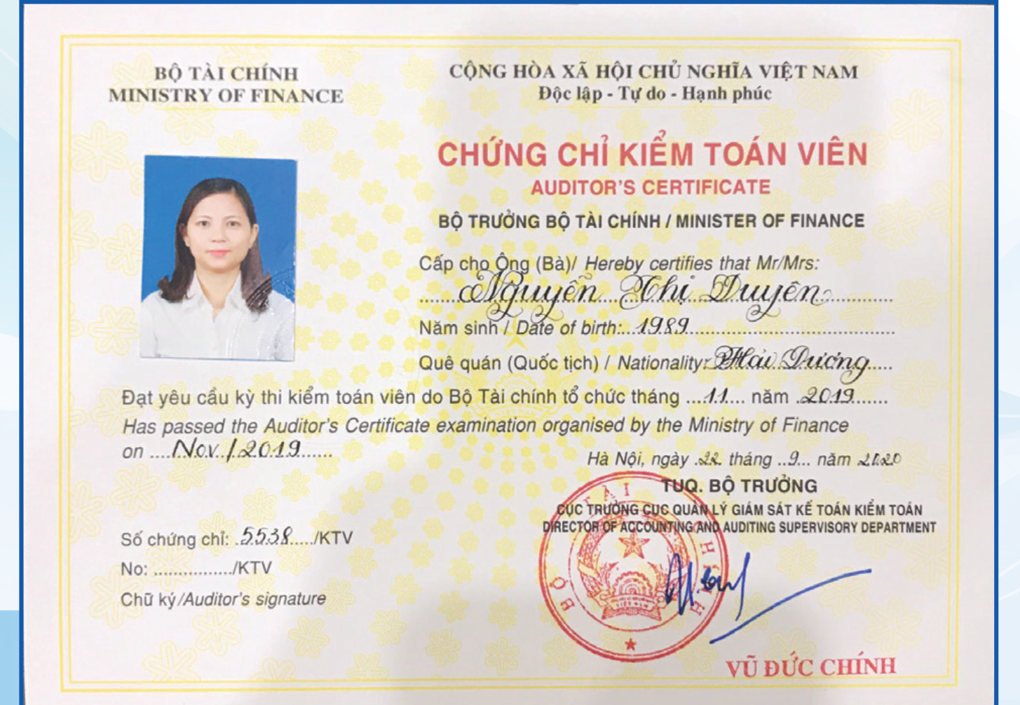 Chứng chỉ kiểm toán viên số 05